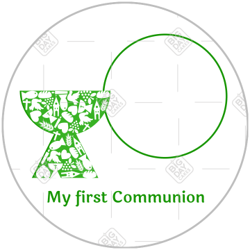 First communion - green frame with chalice frame - round