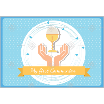 Communion Chalice Blue spots topper - landscape