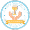 Communion Chalice Blue spots topper - round