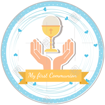 Communion Chalice Blue spots topper - round