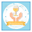 Communion Chalice Blue spots topper - square