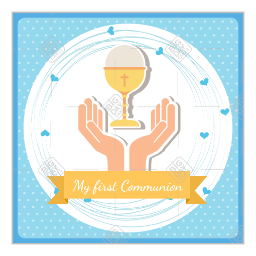 Communion Chalice Blue spots topper - square