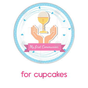 Communion Chalice Blue spots topper - cupcakes