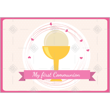 Communion chalice pink spots topper - landscape