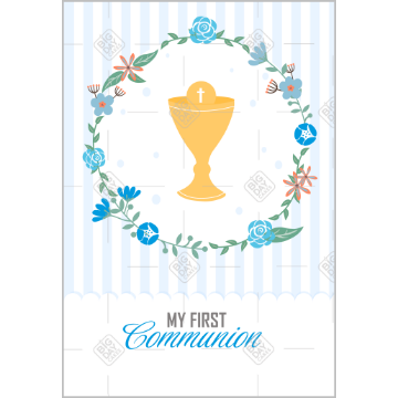 Communion Chalice Blue Stripes topper - portrait