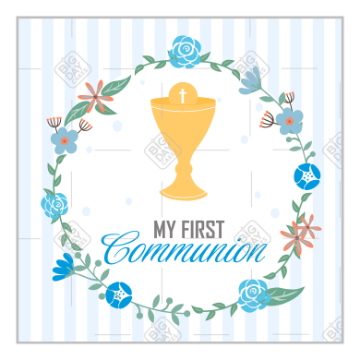 Communion Chalice Blue Stripes topper - square
