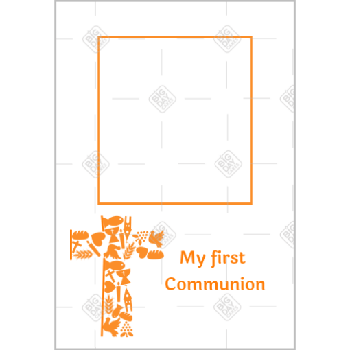 Communione cross orange frame - portrait