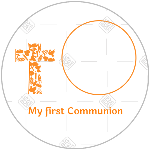Communione cross orange frame - round