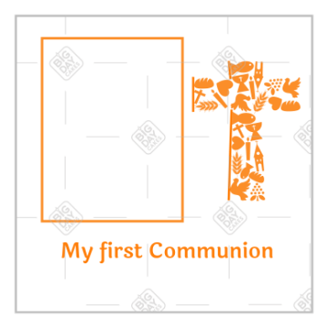 Communione cross orange frame - square