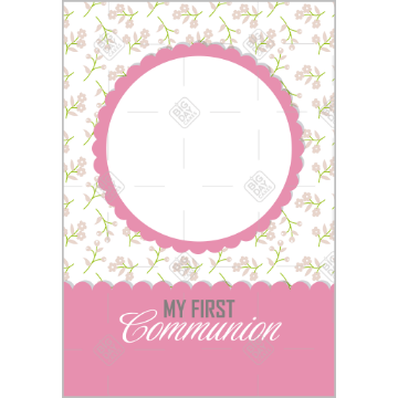 Communion flowers pink frame - portrait