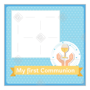 Communion chalice blue frame - square
