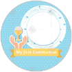 Communion chalice blue frame - round