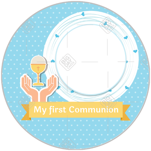 Communion chalice blue frame - round