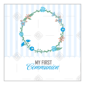 Communion stripes blue frame - square