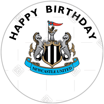 Newcastle United Happy Birthday white design topper - round