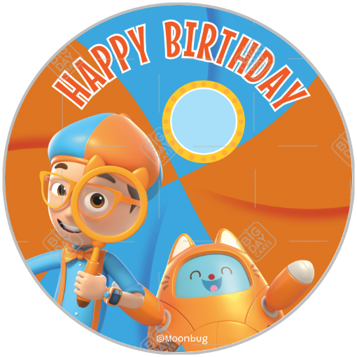 Blippi & T.A.B.B.S Happy Birthday topper - round