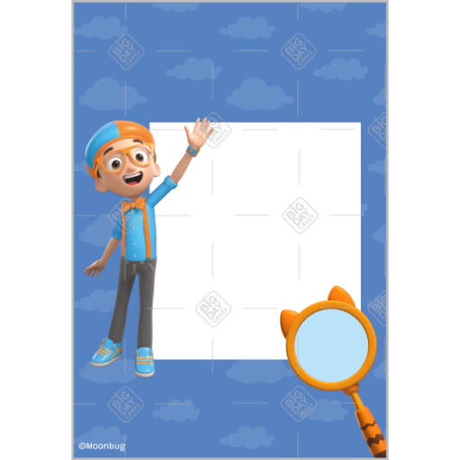 Blippi Happy Birthday cake topper frame - portrait
