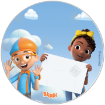 Blippi & Meekah topper - round