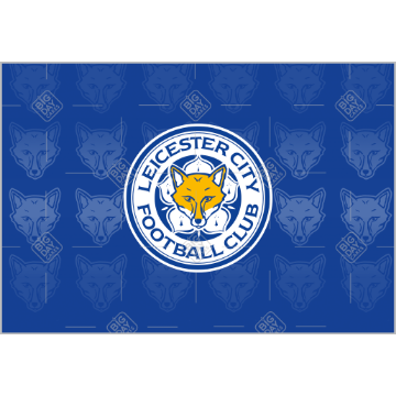 Leicester City FC fox pattern Happy Birthday topper - landscape