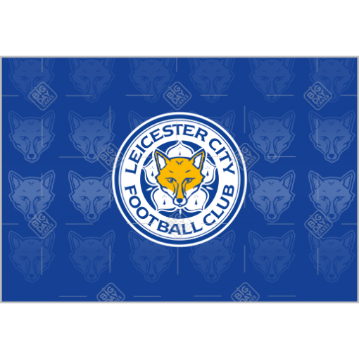Leicester City FC fox pattern Happy Birthday topper - landscape