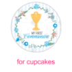 Communion Chalice Blue Stripes topper - cupcakes